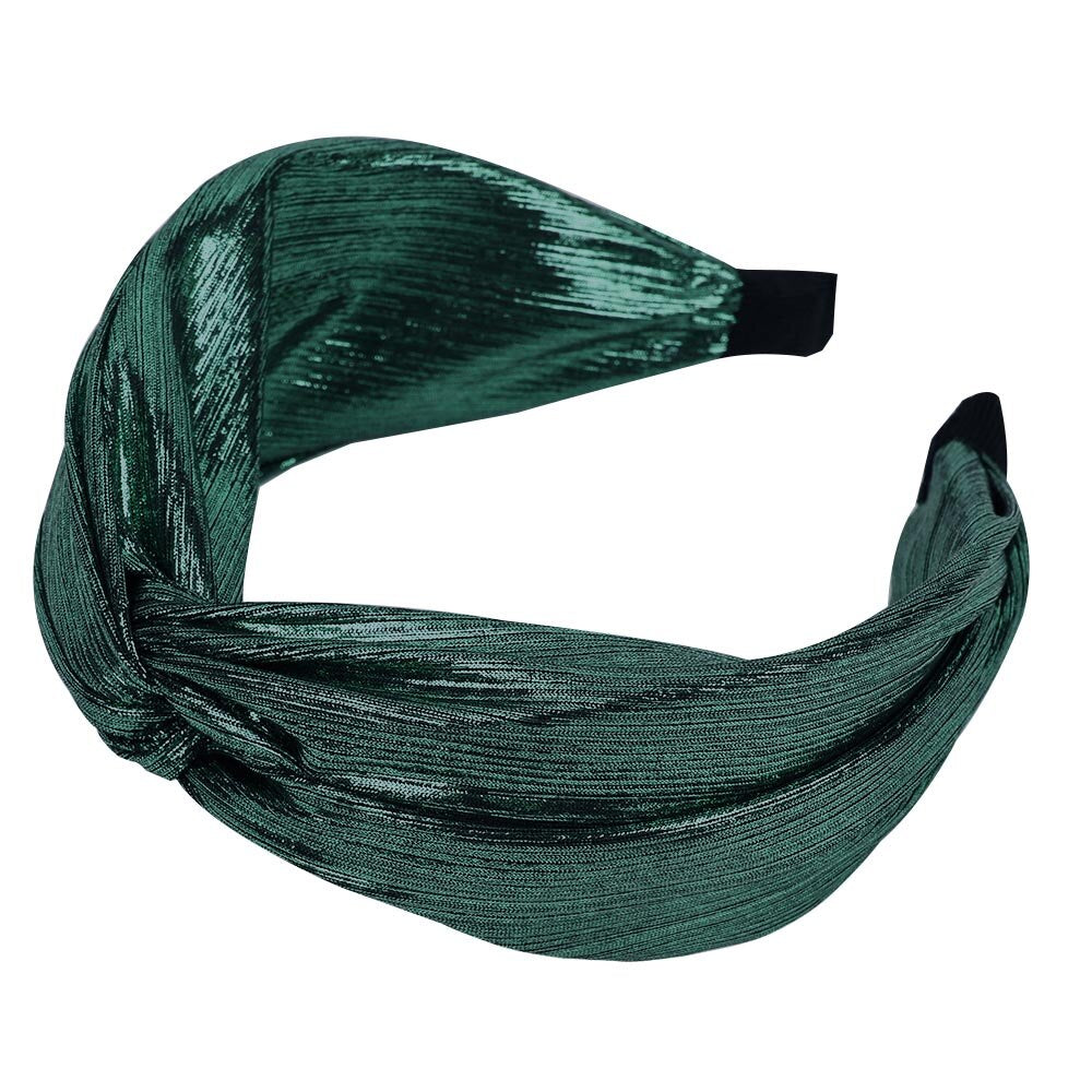 Serre tête - Tissu brillant en satin vert émeraude