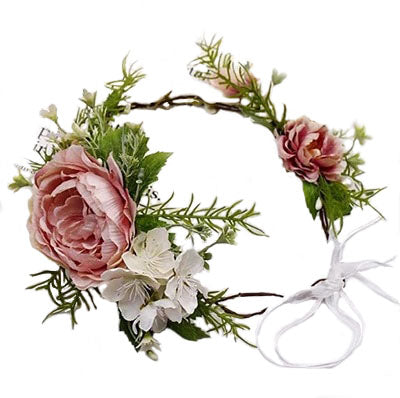 Couronne de fleurs rose pour cheveux - MODERN CONFETTI