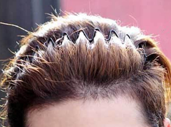PROUSKY Serre-tête en métal pour garçon et femme - Bandeau en métal noir  ondulé antidérapant - Accessoires de cheveux pour homme et femme (mélange)